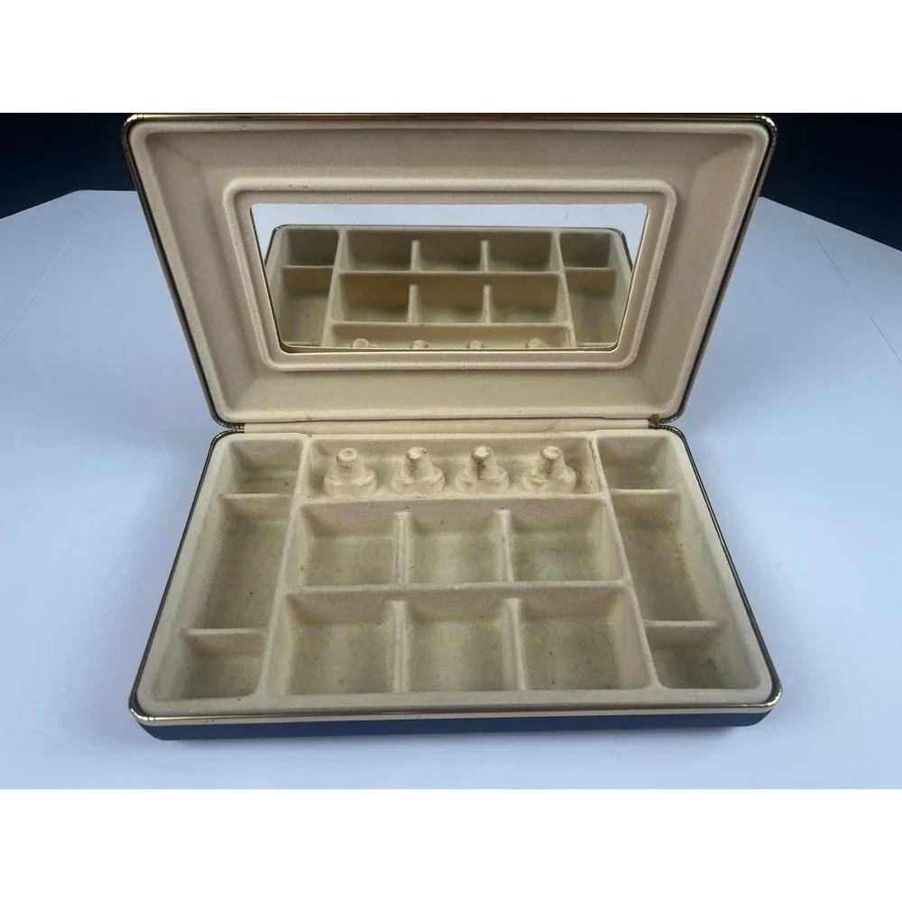 Vintage Floral‎ Jewelry Box Travel Hard Case With Mirror
